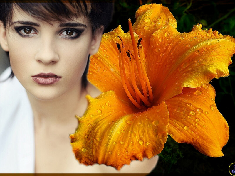 Woman with Orange Flower — Dramatic