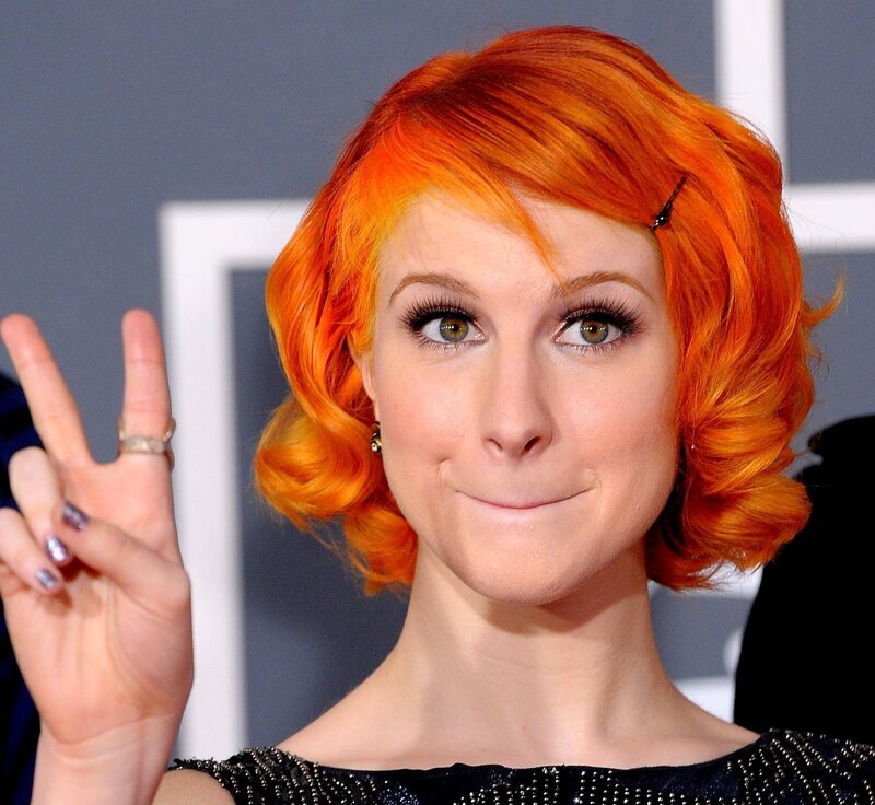 Woman with Orange Hair — Neutral, Photograph, Hand Gesture