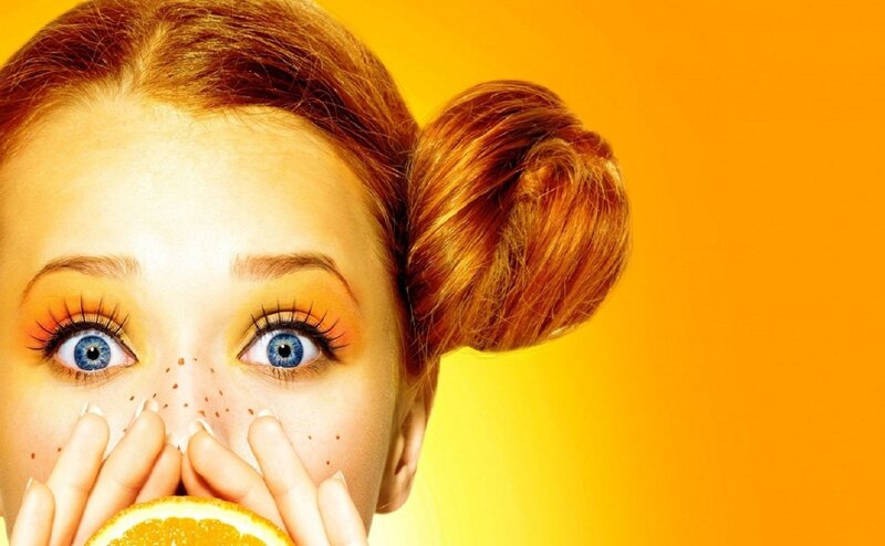 Woman with Orange Makeup — Yellow