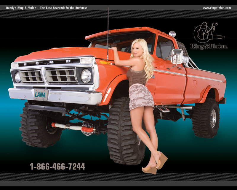 woman with orange truck