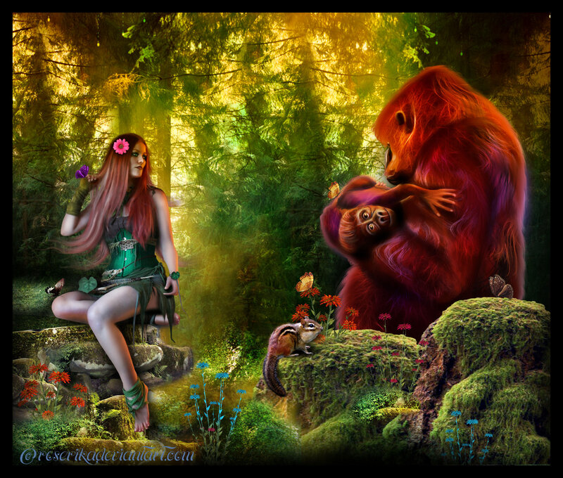 Woman with Orangutan