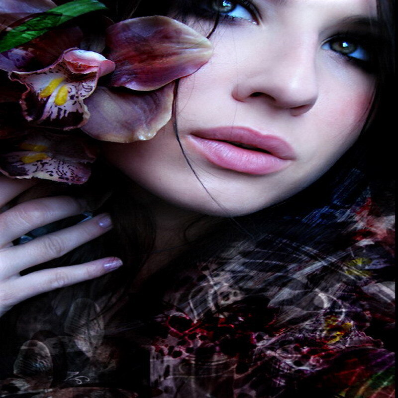 woman with orchid flower