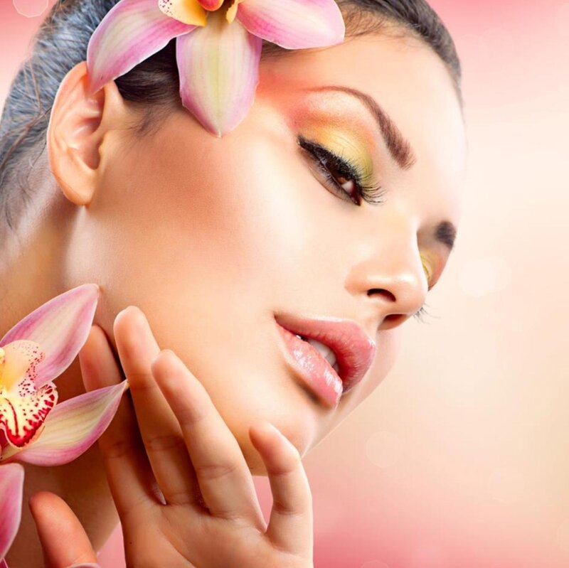 Woman with Orchid Flower — Pink