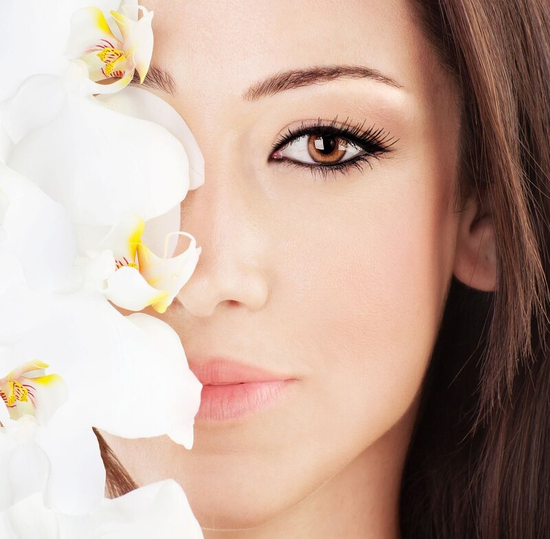 Woman with Orchid Flower — White, Serene, Photograph