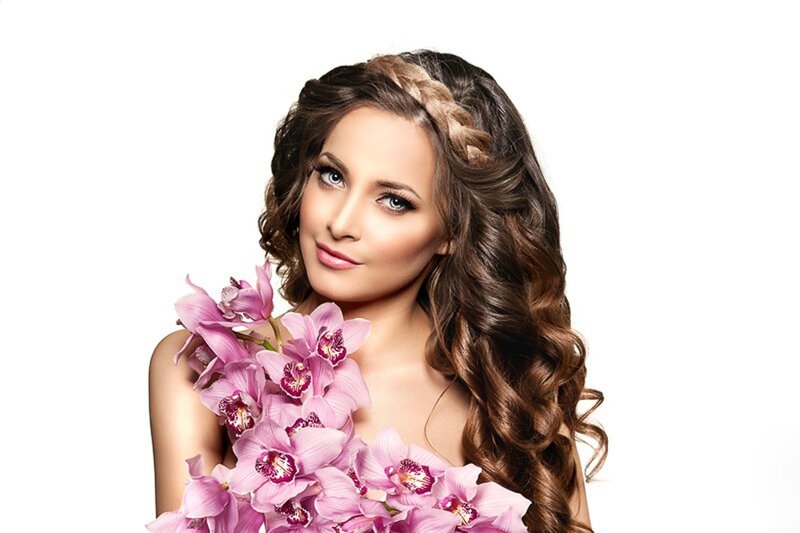 Woman with Orchids — Pink, Serene