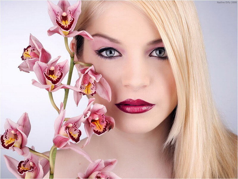 woman with orchids