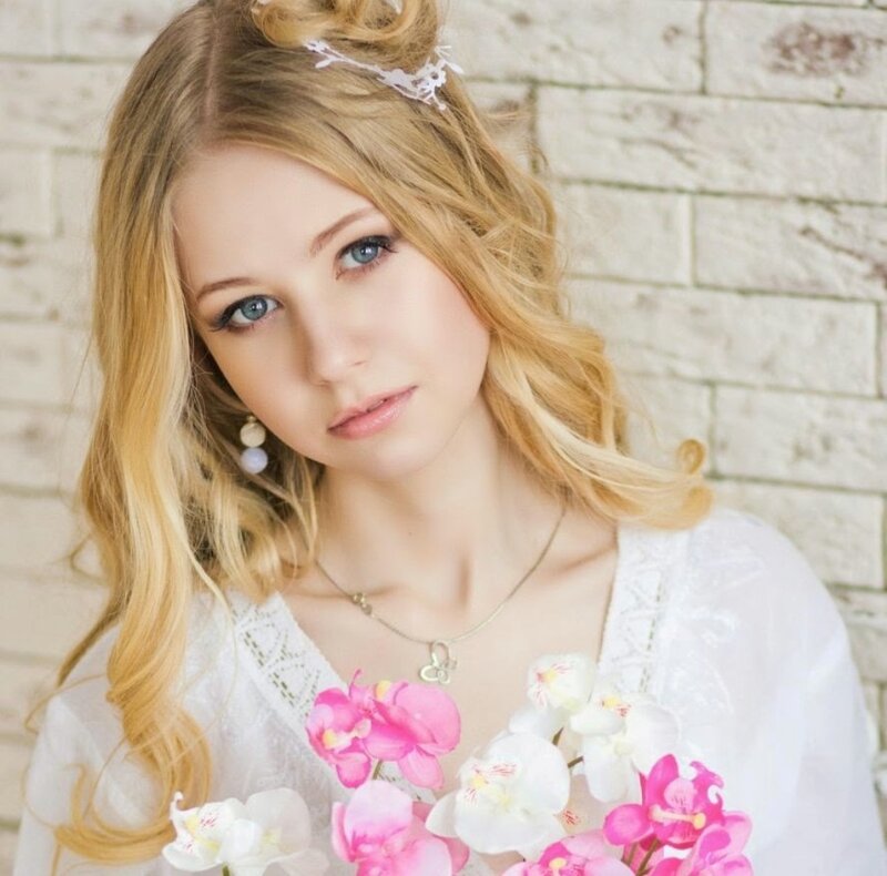 Woman with Orchids — White, Serene