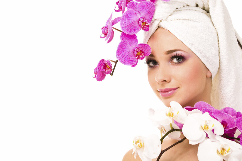 Woman with Orchids — White