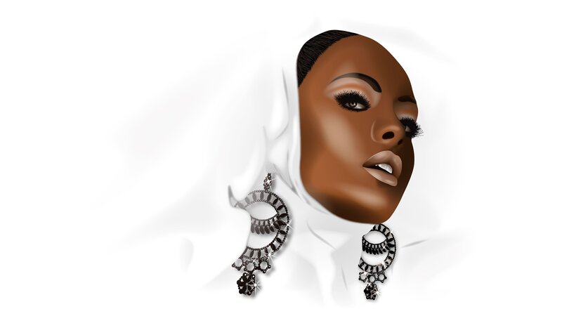 woman with ornate earrings