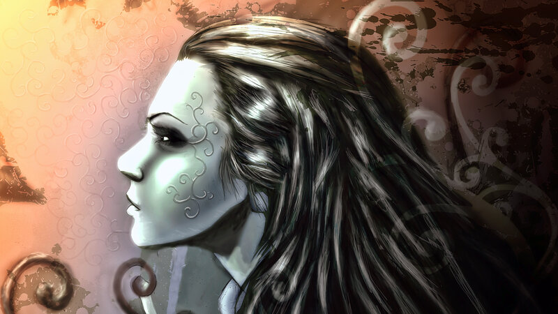 woman with ornate face art