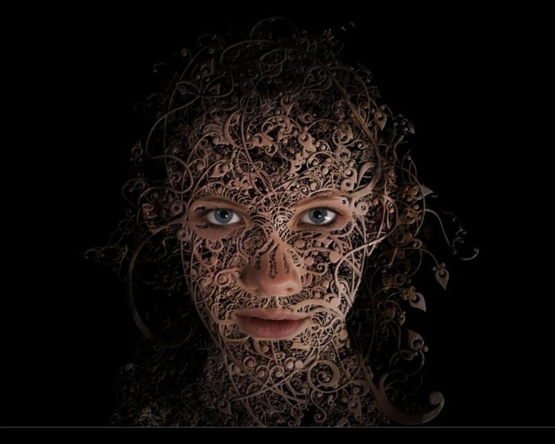 woman with ornate face design