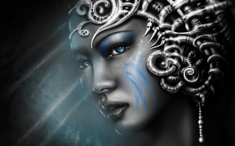 Woman with Ornate Headpiece — Black