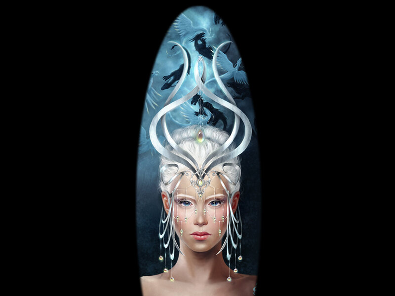Woman with Ornate Headpiece — Blue