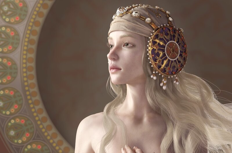 Woman with Ornate Headpiece — Gold