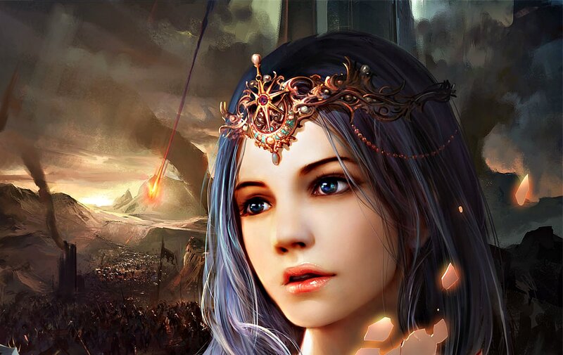 Woman with Ornate Headpiece — Gray, Dramatic