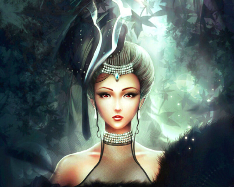 Woman with Ornate Headpiece — Green