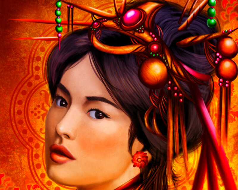 Woman with Ornate Headpiece — Orange