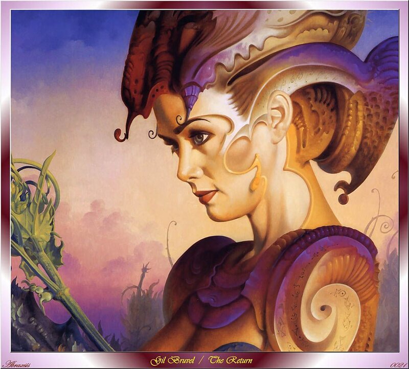 Woman with Ornate Headpiece — Purple
