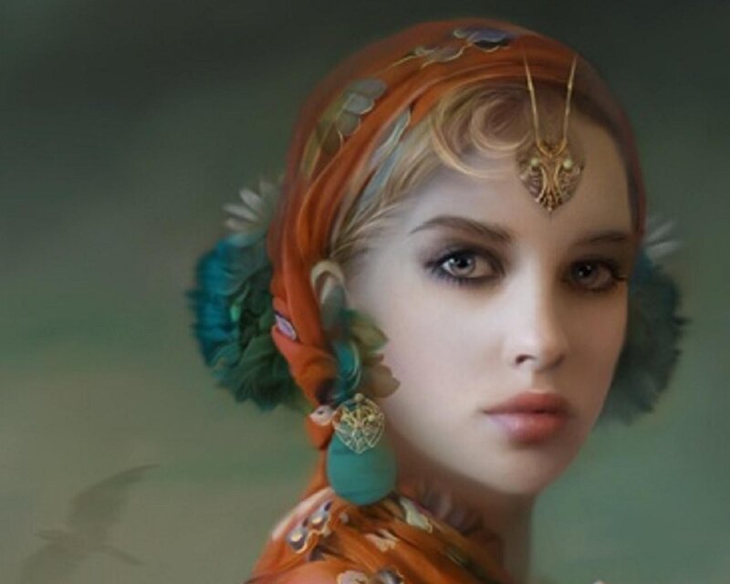 woman with ornate headwear