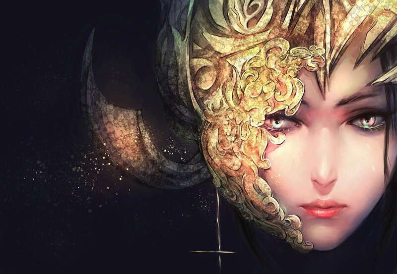 Woman with Ornate Helmet — Black