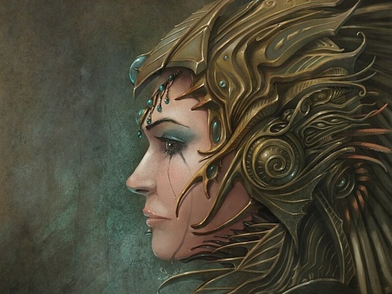 Woman with Ornate Helmet — Gold