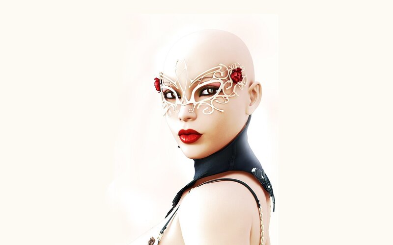 woman with ornate mask