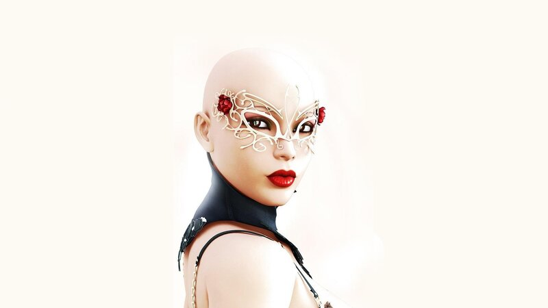 woman with ornate mask