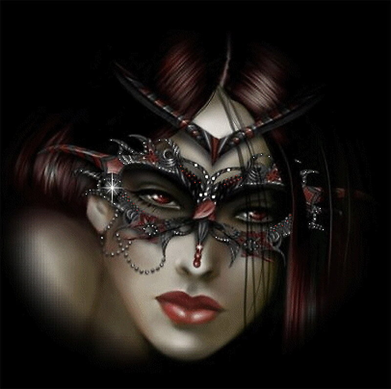 woman with ornate mask