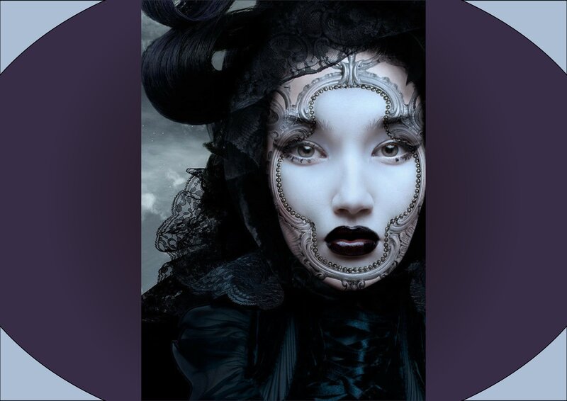 Woman with Ornate Mask — Black