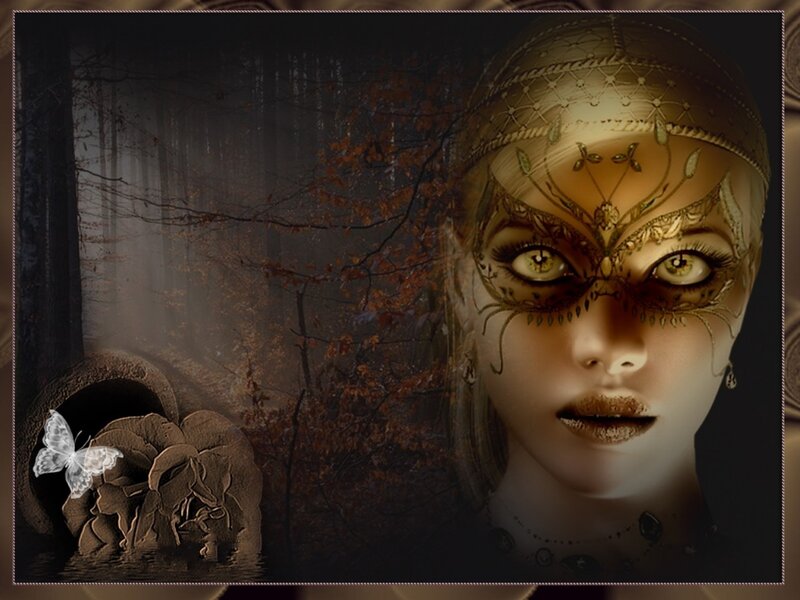 Woman with Ornate Mask — Brown