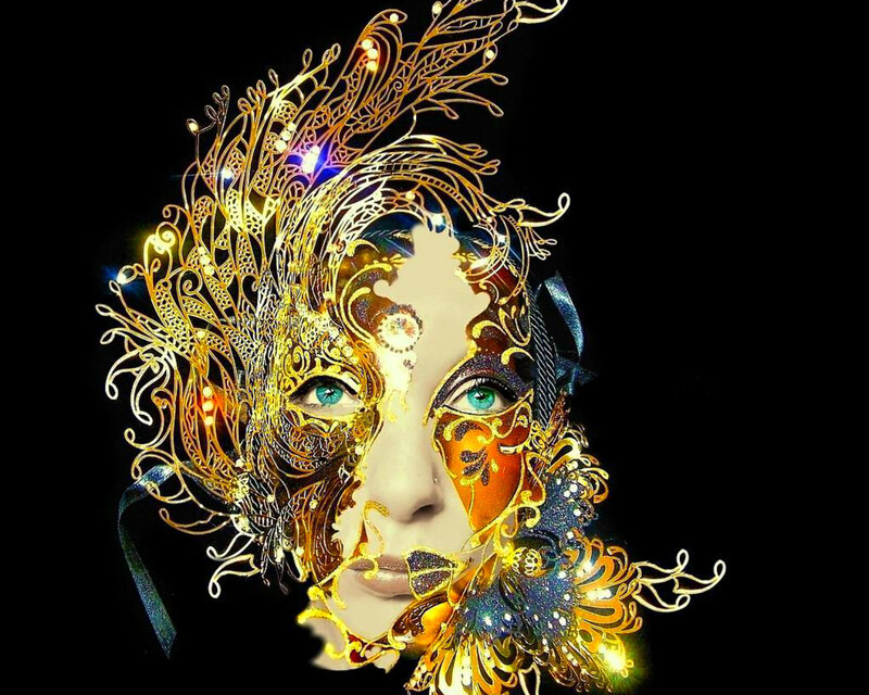Woman with Ornate Mask — Gold