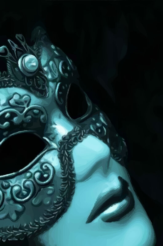 woman with ornate mask