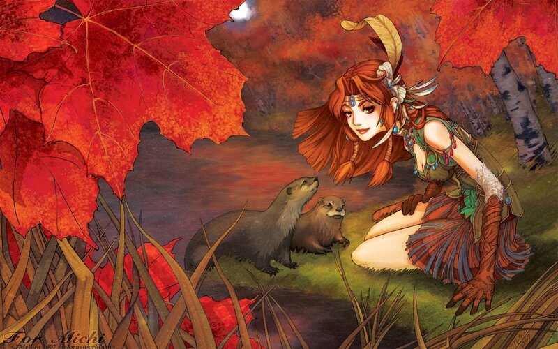 Woman with Otters