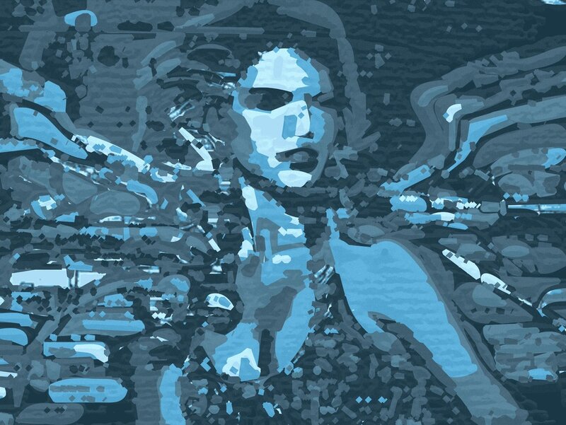 Woman with Outstretched Arms — Blue, Dramatic