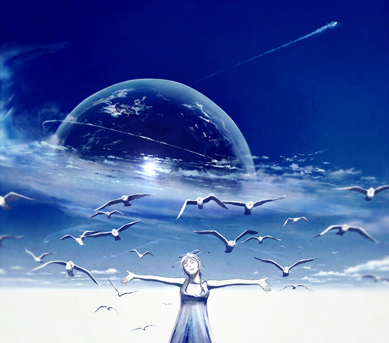 Woman with Outstretched Arms — Blue