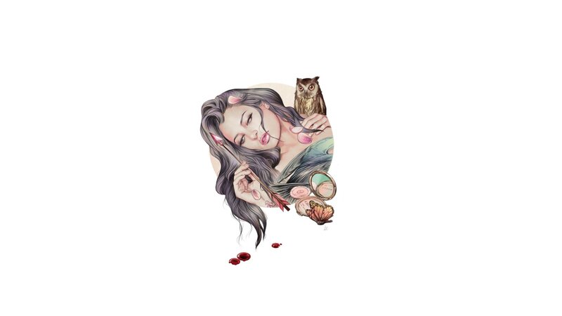 woman with owl and makeup