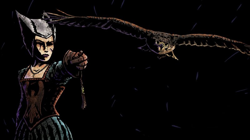 Woman with Owl — Black, Dramatic, Night