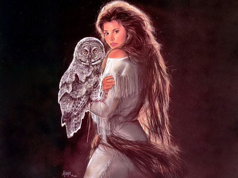 Woman with Owl — Black