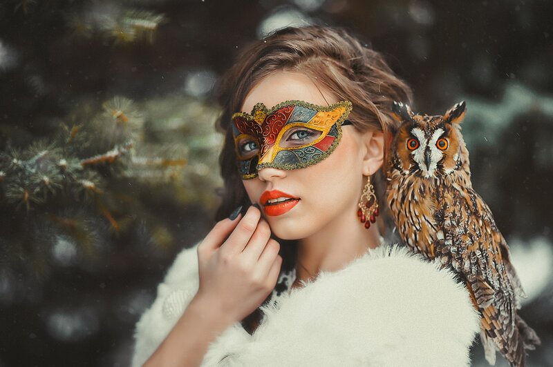Woman with Owl Mask