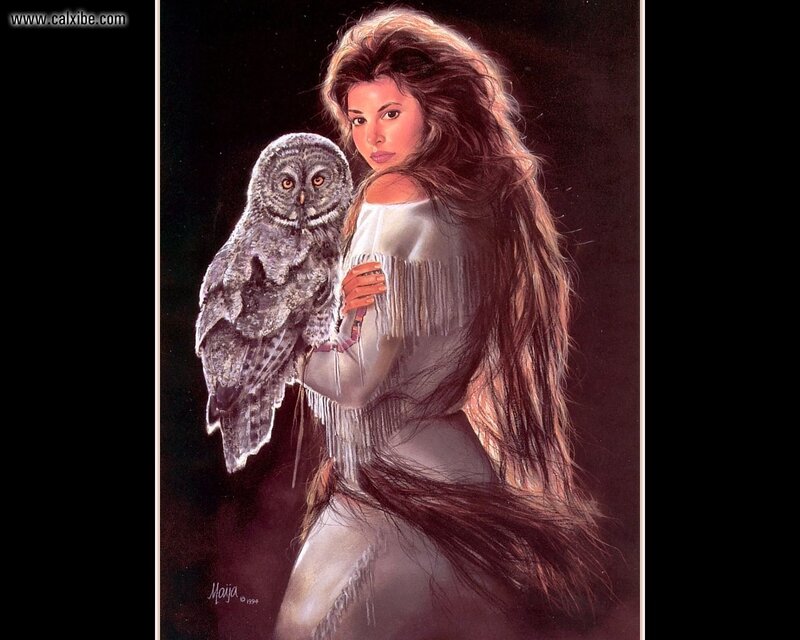 woman with owl on shoulder