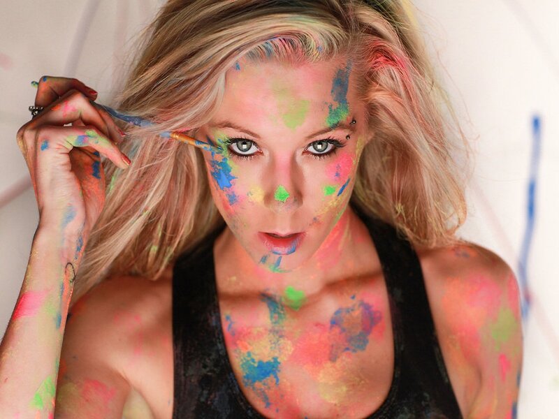 Woman with Paint on Face — Blue