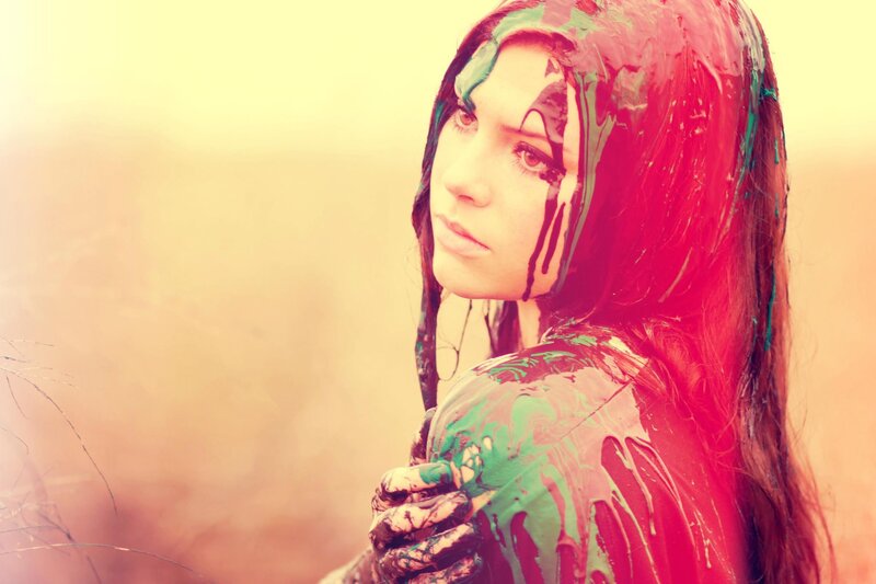 woman with paint on face