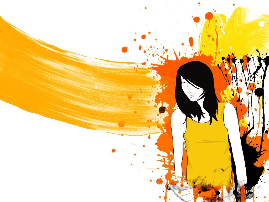 woman with paint splatters