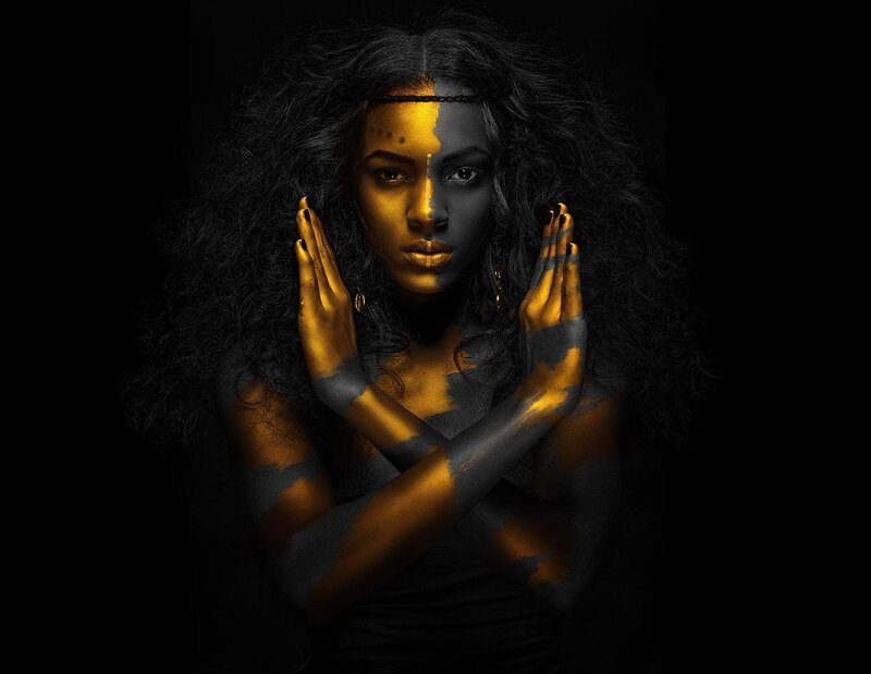 Woman with Painted Face — Black