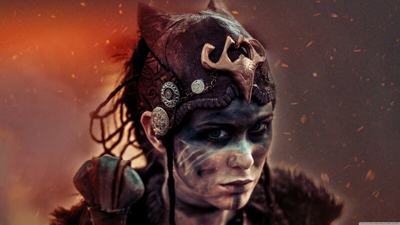 Woman with Painted Face — Brown, Dramatic