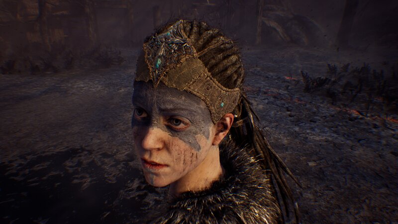 Woman with Painted Face — Gray, Dramatic