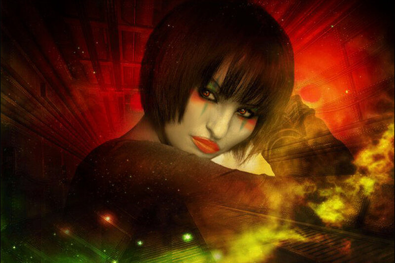 Woman with Painted Face — Red