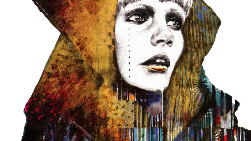 Woman with Painted Face — White, Dramatic