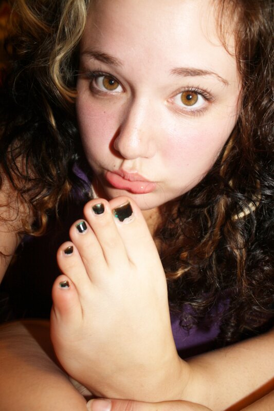 woman with painted toenails