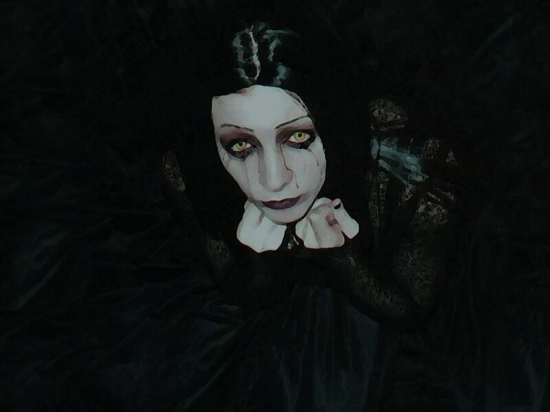Woman with Pale Makeup — Black, Dramatic, Eerie